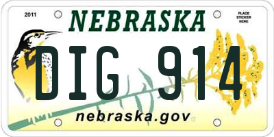 NE license plate DIG914