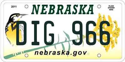 NE license plate DIG966