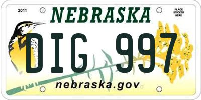 NE license plate DIG997