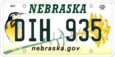 NE license plate DIH935