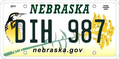 NE license plate DIH987
