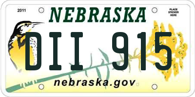 NE license plate DII915