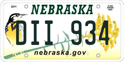NE license plate DII934