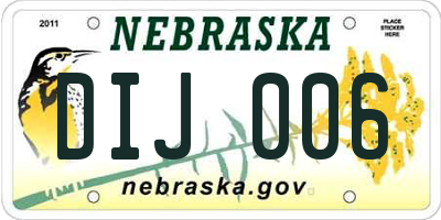 NE license plate DIJ006