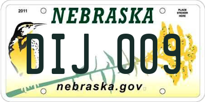 NE license plate DIJ009