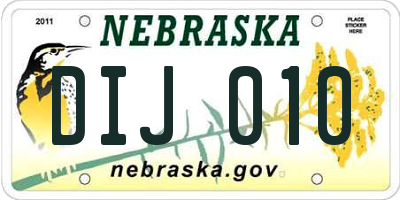 NE license plate DIJ010