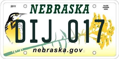 NE license plate DIJ017