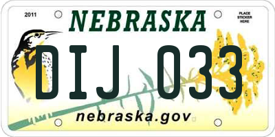 NE license plate DIJ033