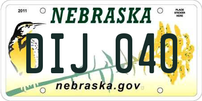 NE license plate DIJ040