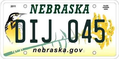 NE license plate DIJ045