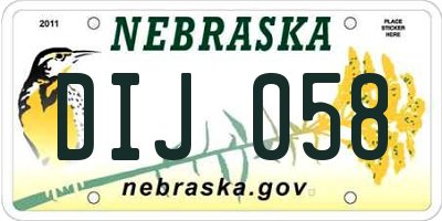 NE license plate DIJ058