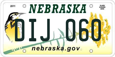 NE license plate DIJ060