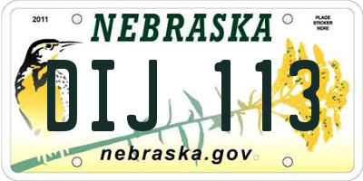 NE license plate DIJ113