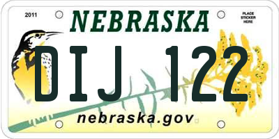 NE license plate DIJ122