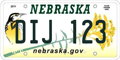NE license plate DIJ123