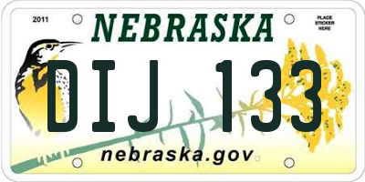NE license plate DIJ133