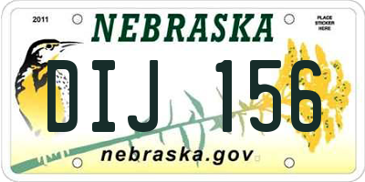 NE license plate DIJ156