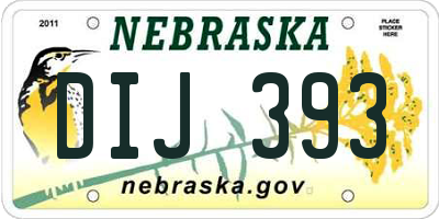 NE license plate DIJ393