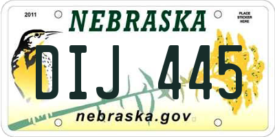 NE license plate DIJ445
