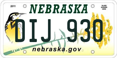 NE license plate DIJ930