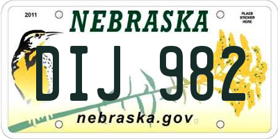 NE license plate DIJ982