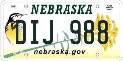 NE license plate DIJ988