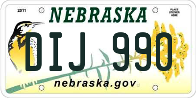 NE license plate DIJ990