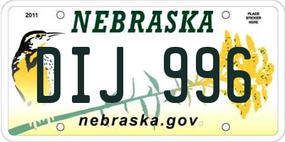 NE license plate DIJ996
