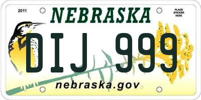 NE license plate DIJ999
