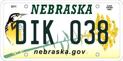 NE license plate DIK038
