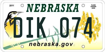 NE license plate DIK074