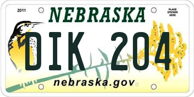 NE license plate DIK204