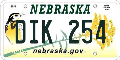 NE license plate DIK254