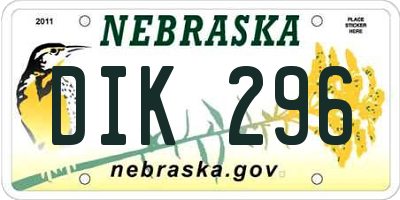 NE license plate DIK296