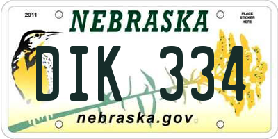 NE license plate DIK334