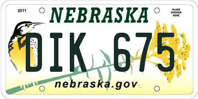 NE license plate DIK675