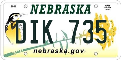 NE license plate DIK735
