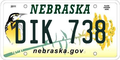 NE license plate DIK738