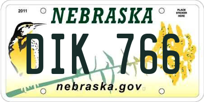 NE license plate DIK766