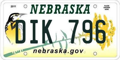 NE license plate DIK796