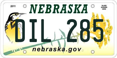 NE license plate DIL285