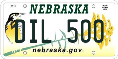 NE license plate DIL500