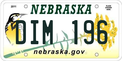 NE license plate DIM196