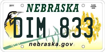 NE license plate DIM833