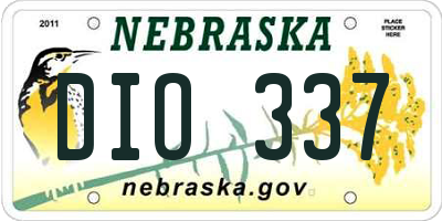 NE license plate DIO337