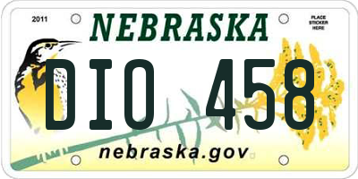 NE license plate DIO458