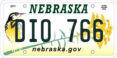 NE license plate DIO766