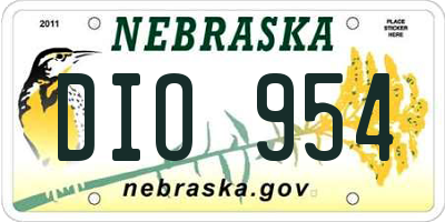 NE license plate DIO954