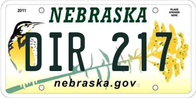 NE license plate DIR217