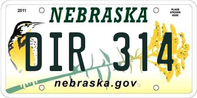 NE license plate DIR314
